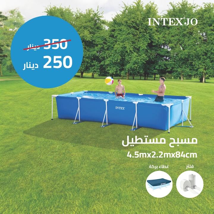 بركة سباحة ميتال فريم بوول من انتكس مستطيلة الشكل  450  X 220 X 84CM28274NP 