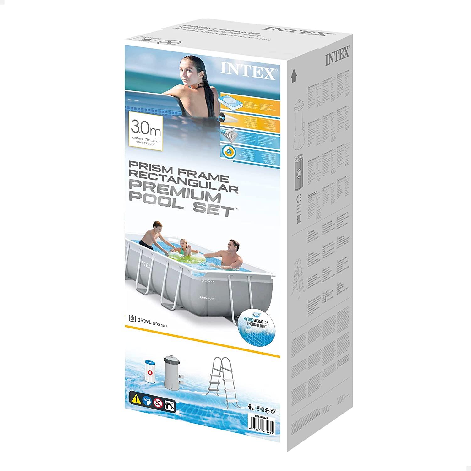 Intex 3M X 1.75M X 0.8M Prism Frame Rectangular Pool Set | 26784NP