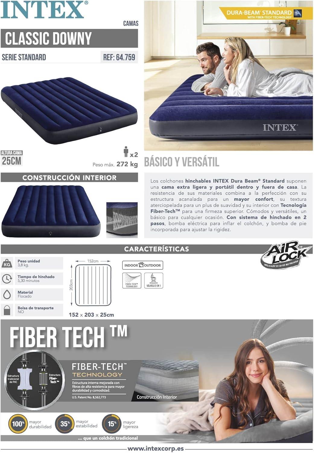 Intex Classic Inflatable Dura Beam Air Bed w/Pillow Rest&Pump%Eschericha%Full (5パック) : Intex Classic Downy Airbed, Queen : Home \u0026 Kitchen